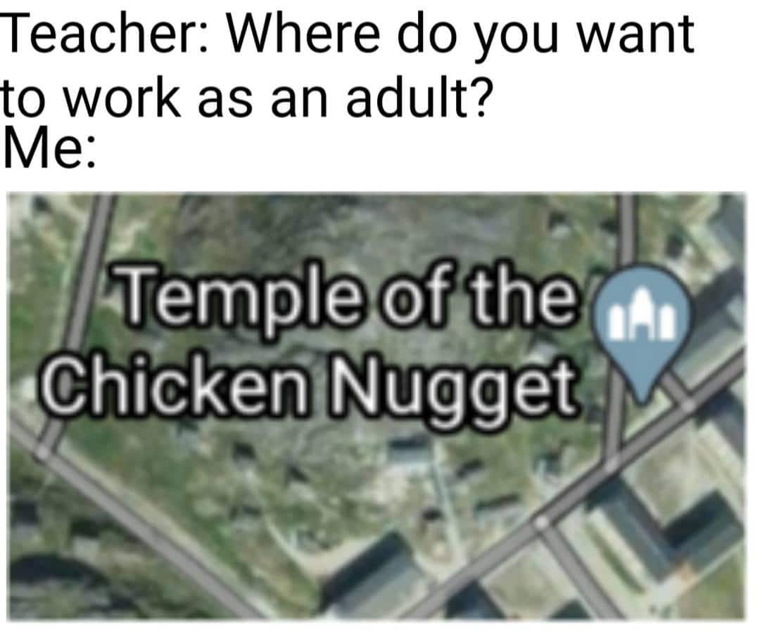 Funny, Greenland, Nugget, McDonald, Temple, Pope other memes Funny, Greenland, Nugget, McDonald, Temple, Pope text: Teacher: Where do you want to work as an adult? 