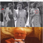 History Memes History, Ted, Father Ted, WgXcQ, Qw4, TVs text: In 1938, a photo was taken of a woman with what appears to be a smartphone. Is there any explanation that doesn