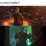 Avengers Memes Thanos,  text: Who wore it better?  Thanos, 