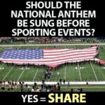 boomer memes Political, Muh Nationalism text: SHOULD THE NATIONAL ANTHEM BE SUNG BEFORE SPORTING EVENTS? YEs=SHARE  Political, Muh Nationalism