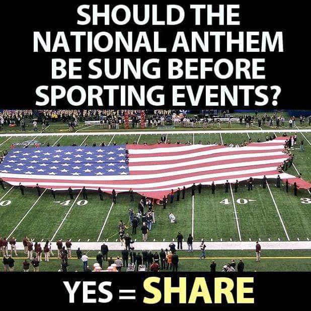 Political, Muh Nationalism boomer memes Political, Muh Nationalism text: SHOULD THE NATIONAL ANTHEM BE SUNG BEFORE SPORTING EVENTS? YEs=SHARE 