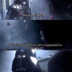 Star Wars Memes Droids, Vader, Palpatine, Luke, Anakin, Wan text: 