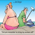 boomer memes Cringe, Wife Yuge text: Jim Unger "Did you remember to bring my suntan oil?" 