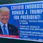 Political Memes Political, World, The United States, COVID, Trump, Advisors text: ENDORSES J. TRUMP PRESIDENT! Provided a "Sanctuary Country" tor Covid19 Created new hotspots by encouraging large gatherings Helped Covid19 population grow by limiting testing and calling it a "hoax" KEEP cov1D19 GREAT  Political, World, The United States, COVID, Trump, Advisors