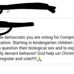 boomer memes Political, Trump text: 3 hrs If you vote democratic you are voting for Comprehensive Sex Education. Starting in kindergarten children will be taught to question their biological sex and to experiment in sexually deviant behavior! God help us! Christians PLEASE register and  Political, Trump