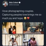 Wholesome Memes Black, Capturing Black Love text: Bria Celest @55mmbae I love photographing couples. Capturing peoples love brings me so much joy and hope.  Black, Capturing Black Love
