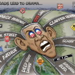 boomer memes Political, Obama, OBAMA, Garrison text: ALL ROADS LEAD TO OBAMA... STREET END I:WRO" WAY„ SCÆ/FFP4Y STOP  Political, Obama, OBAMA, Garrison