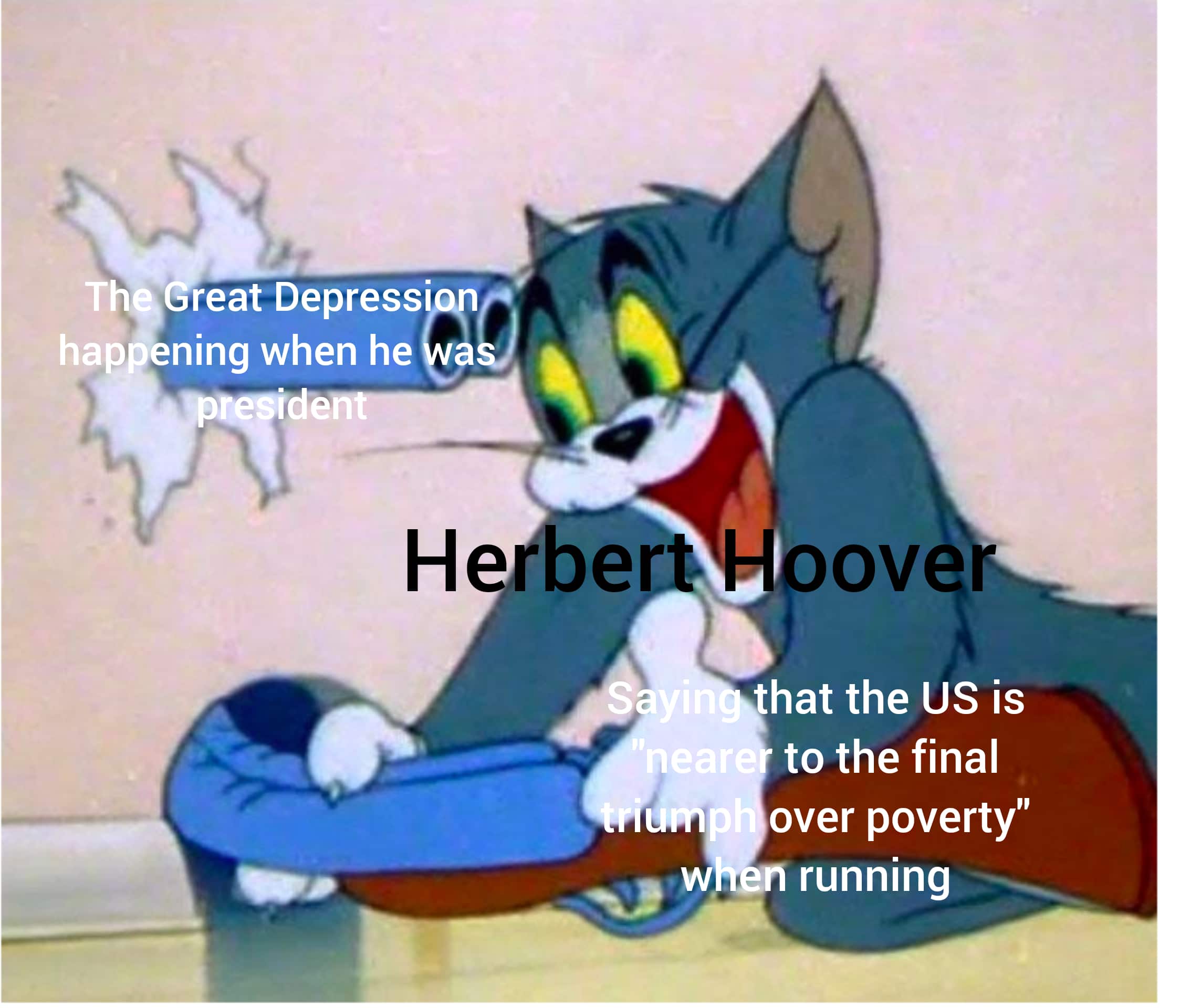 Political, Hoover, Smith, FDR Political Memes Political, Hoover, Smith, FDR text: The Great DepresS happening when he Her er ov yin that the US is 'neare to the final m over poverty