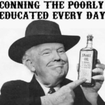 Political Memes Political, Doctor Donald, Severe, Miracle Medical Mercury text: CONNING THE POORLY EDUCATED EVERY DAY. SNAKE OIL 