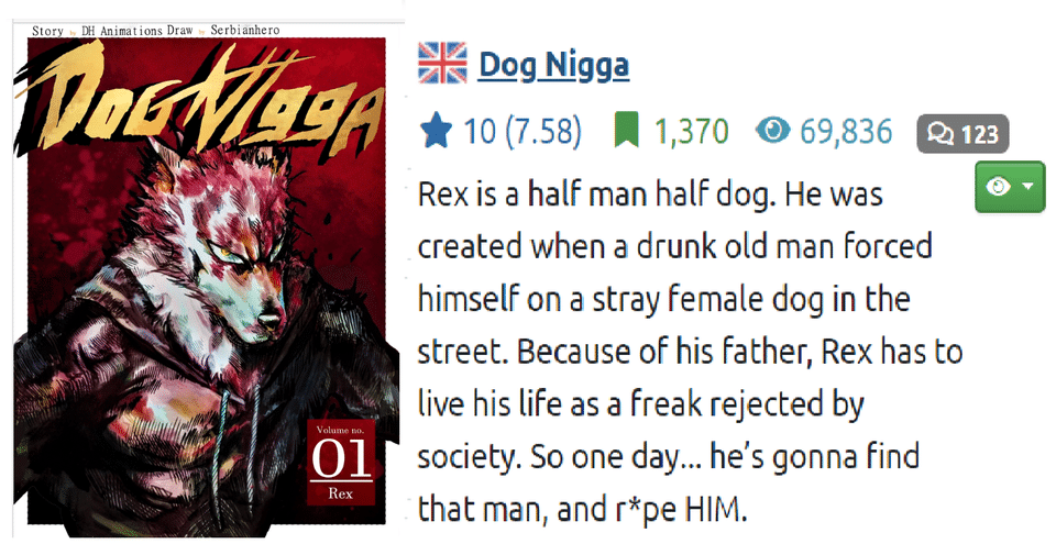 nsfw cringe memes nsfw text: Stor• JH Animations Drau• Serbiarhero 01 egg Nigga (7.58) 1,370 Q 123 Rex is a half man half dog. He was created when a drunk old man forced himself on a stray female dog in the street. Because of his father, Rex has to live his life as a freak rejected by society. So one day... he's gonna find that man, and r*pe HIM. 