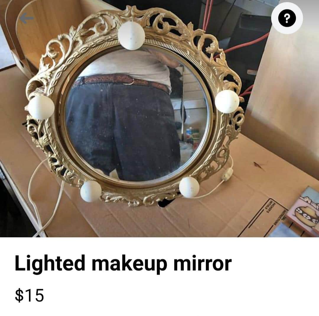 Cringe,  cringe memes Cringe,  text: Lighted makeup mirror $15 