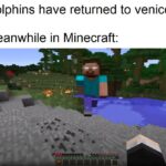 minecraft memes Minecraft, Venice, Paris, Venezia, Death, In English text: Dolphins have returned to venice Meanwhile in Minecraft: 