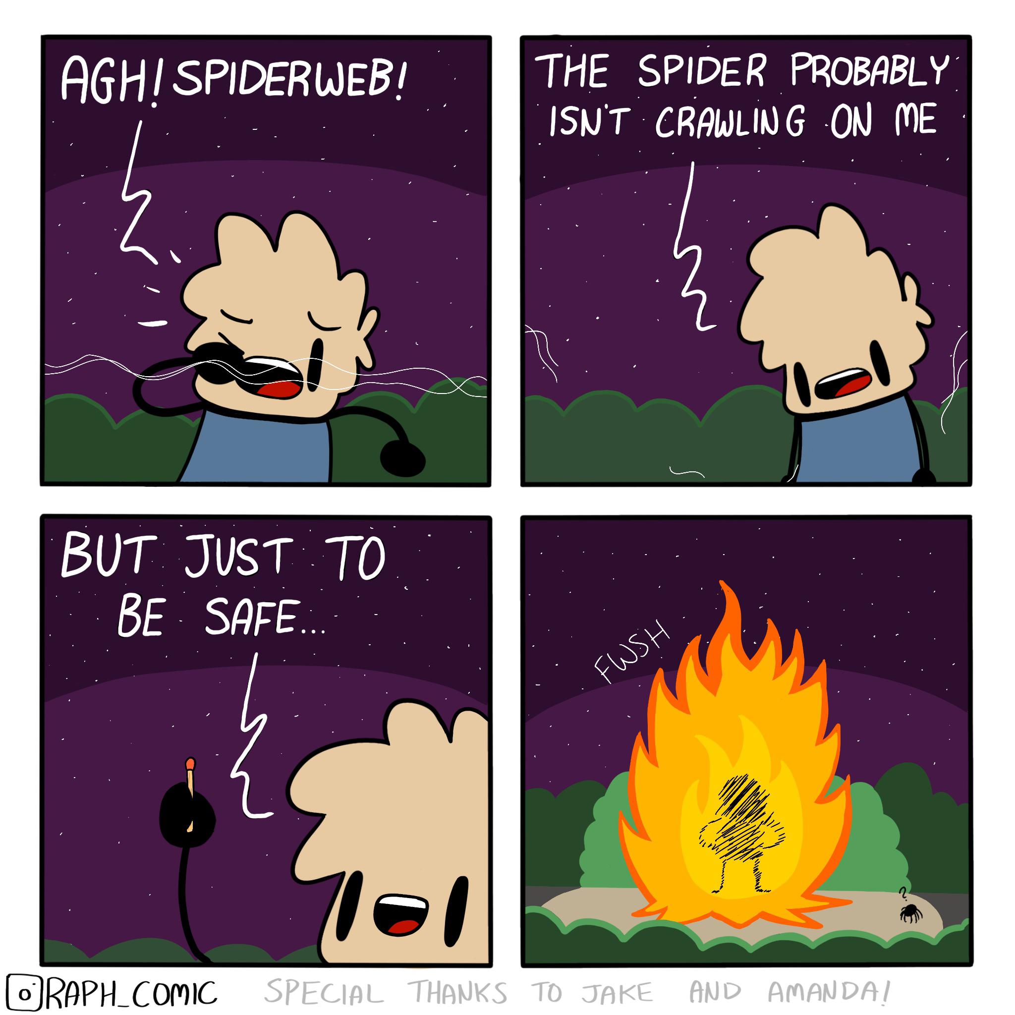 Precautions, Precautions Comics Precautions, Precautions text: AGI. ! sPlDERWEB! BUT JUST -ro BE SAFE... THE SPIDER PROBABLY ISOT THAUKS TO 
