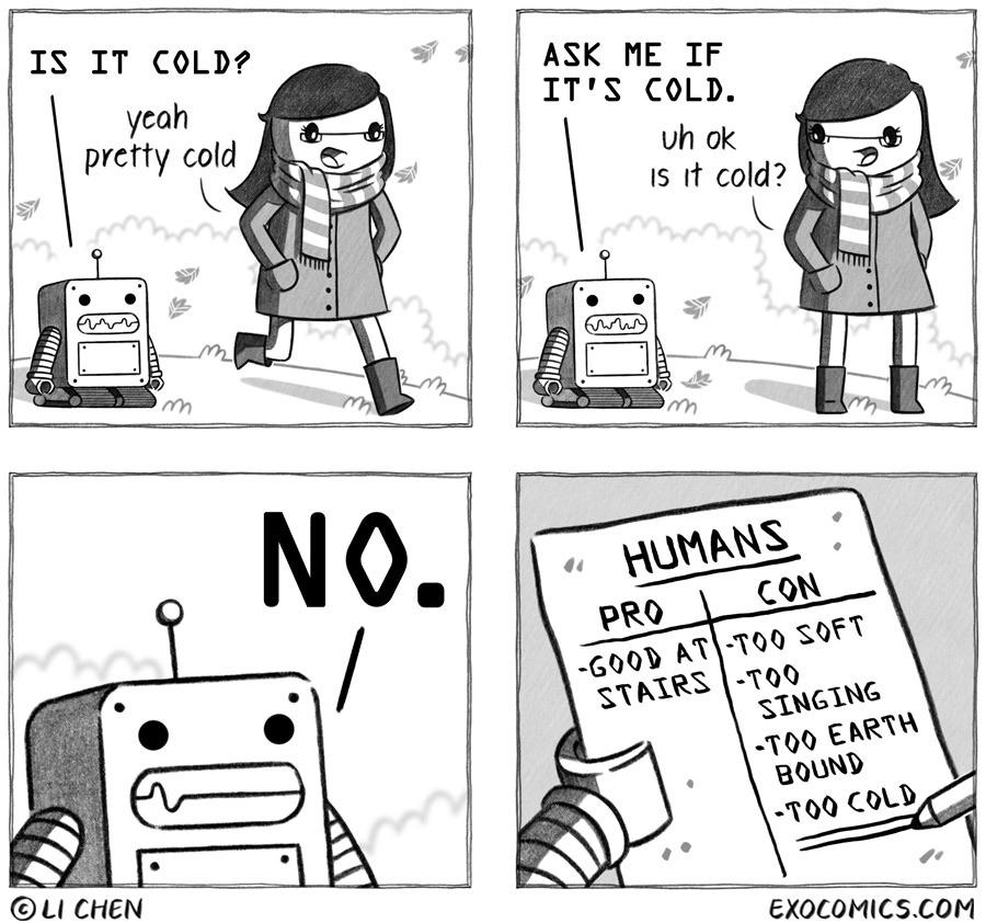 Cold, Cold Comics Cold, Cold text: IS IT COLD? yeah pretty cold CHEN ASK ME IF IT'S COLD. vh ok IS It cold? PRO -GOO -too SINGING -too coo EXOCOMICS.COM 
