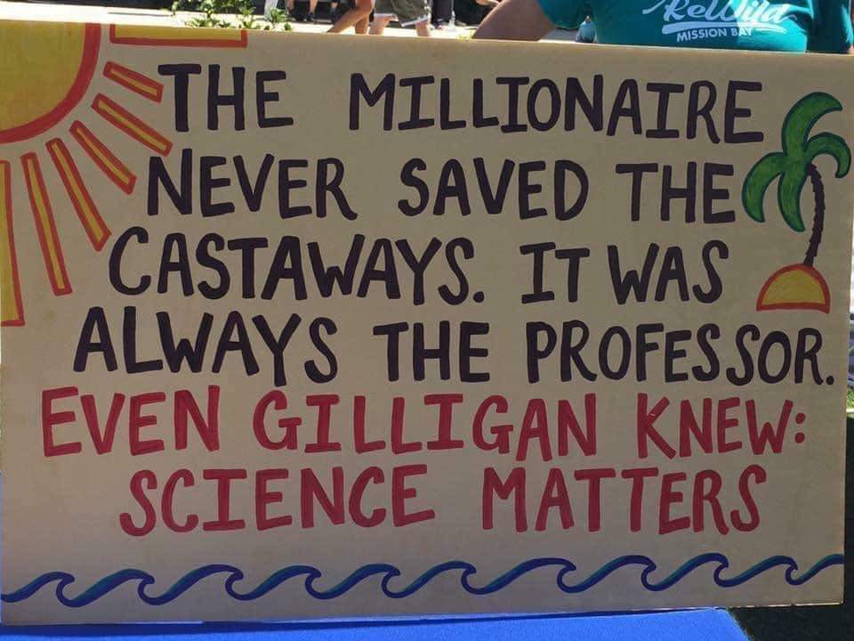 Political, Ginger, Gilligan Political Memes Political, Ginger, Gilligan text: MISSION B *THE MILLIONAIRE SAVED THE \\ CASTAWAYS. IT WAS ALWAYS THE PROFESSoR. EVEN GILLIGAN KNEW: SCIENCE MATTERS 