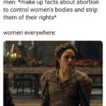 feminine memes Women, Witcher, The Witcher, Pavetta, Geralt, Netflix text: akasha @faeriesfang men: *make up facts about abortion to control womenls bodies and strip them of their rights* women everywhere: ——1 bow to no law made by men who never bore a child! 