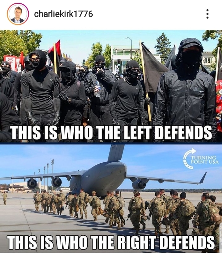 Political, Antifa boomer memes Political, Antifa text: charliekirkl 776 THIS IS WHO THE LEFT DEFENDS TURNING POINT USA THIS IS WHO THE RIGHTDEFENDS 