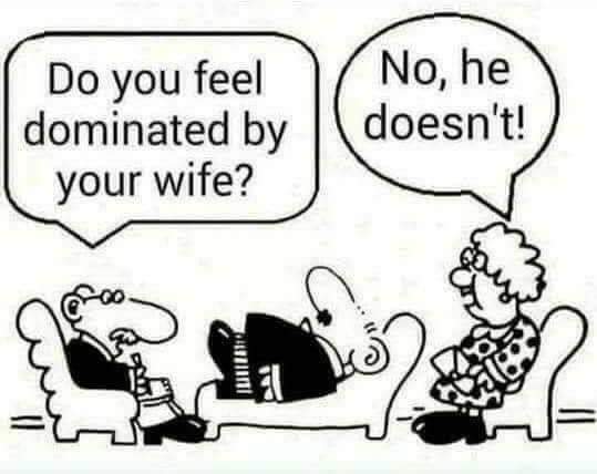 Cringe, Wife boomer memes Cringe, Wife text: Do you feel dominated by your wife? No, he doesn't! 