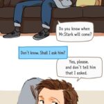 Wholesome Memes Wholesome memes, Peter, Waiting, Tony Stark, Tony, Mr-Stark text: Waiting for Mr.Stark.„ Um... h,hello? Is Friday here? Yes, Mr.Parker. Do you know when Mr.Stark will come? Don