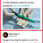 Black Twitter Memes Tweets, American, UK, Sanofi, European, Europe text: The Hill e T11Fu @thehill Drugmaker caps insulin costs at $35 to help diabetes patients during pandemic hill.cm/Vk4KdRa Ilhan Omar @IlhanMN Imagine having the ability to do this all along, and choosing not to while people died. Unconscionable!  Tweets, American, UK, Sanofi, European, Europe