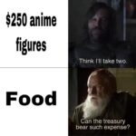 Anime Memes Anime, Priorities text: $250 anime figures Think I