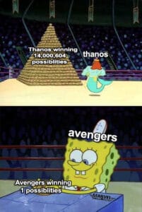 Avengers Memes Thanos, Strange, Avengers, Tony, Thanos, Iron Man text: Than 0" winning • thanoS . possiblities.— avengers Avengers Winning 1