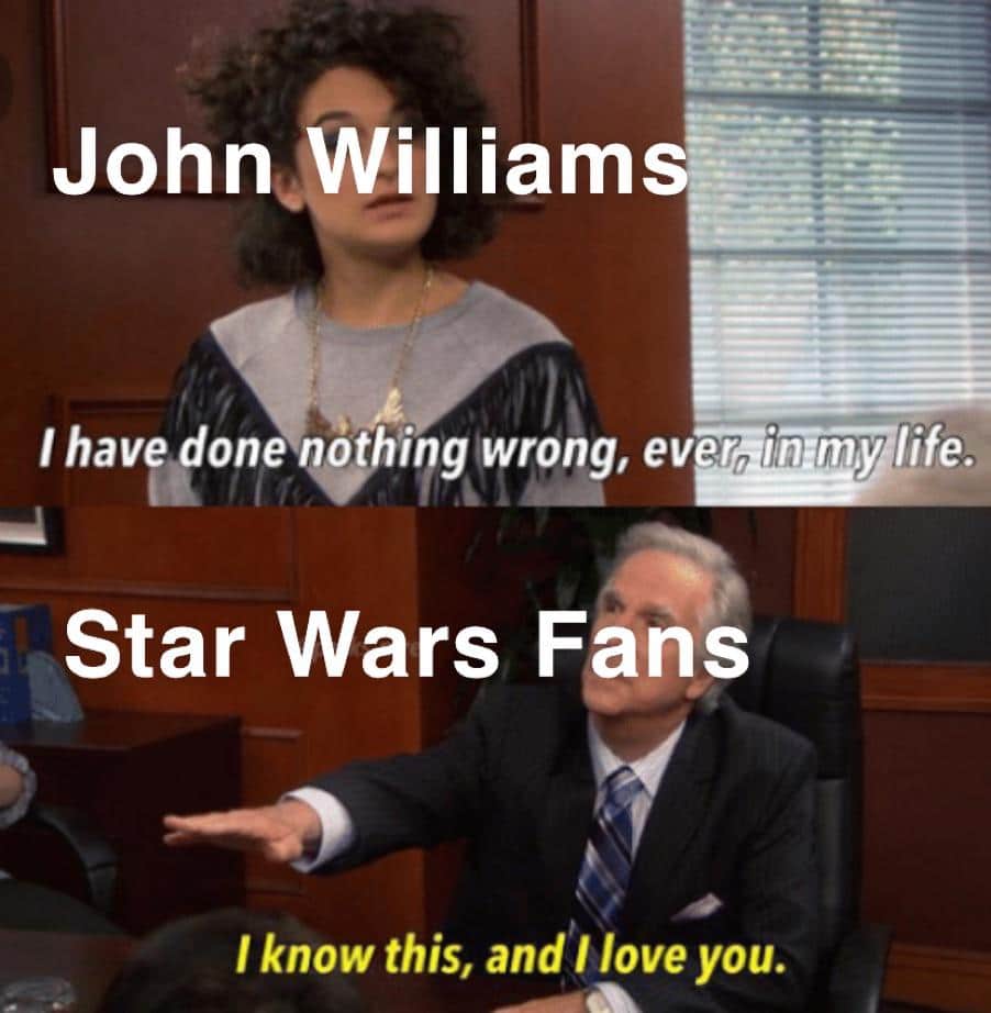 Sequel-memes, John Williams, Williams, Star Wars, Leia, Luke Star Wars Memes Sequel-memes, John Williams, Williams, Star Wars, Leia, Luke text: John Williams: I have done pelling wrong, ev r, in:mylife. Star Wars Fans I know this, and I love you. 