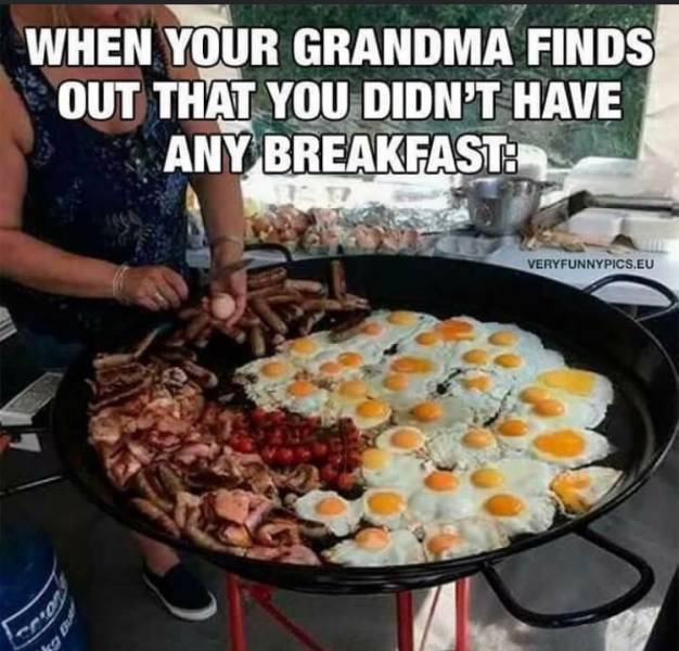 Wholesome memes, Grandma Wholesome Memes Wholesome memes, Grandma text: WHEN YOUR GRANDMA FINDS OUT THAT YOU DIDN'T HAVE ANY BREAKFAST: VERYFUNNYPICS.EU 