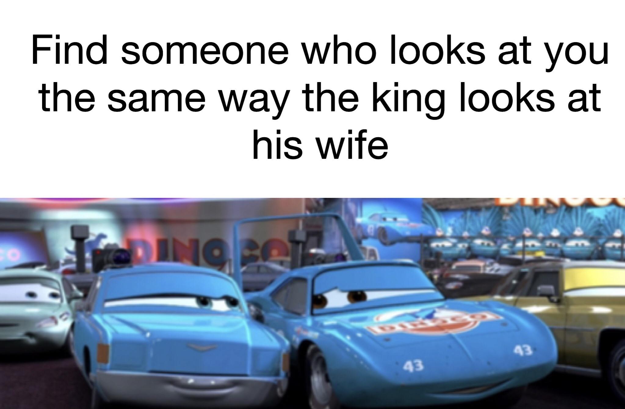 Cute, wholesome memes, Cars, Richard Petty, Lynda Petty, The King, Richard Wholesome Memes Cute, wholesome memes, Cars, Richard Petty, Lynda Petty, The King, Richard text: Find someone who looks at you the same way the king looks at his wife 