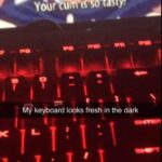 Dank Memes Hold up, HolUp, Wheel, Spin, Corsair, TNkvvD text: Your tasty! My keyboard looks fresh in the dark  Hold up, HolUp, Wheel, Spin, Corsair, TNkvvD