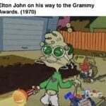 History Memes History, Grammy Awards, Elton John text: Elton John on his way to the Grammy Awards. (1970) 