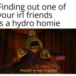 Water Memes Water,  text: Finding out one of your irl friends is a hydro homie Huzzah! A man of quality!  Water, 