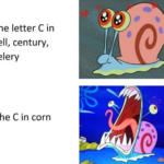 Spongebob Memes Spongebob, Coccyx text: The letter C in cell, century, celery The C in corn  Spongebob, Coccyx