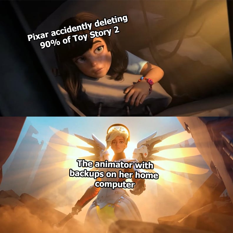 History, Toy Story, Pixar, HistoryMemes, Disney, Wxo3 History Memes History, Toy Story, Pixar, HistoryMemes, Disney, Wxo3 text: pi*ar accidently deleting 900/0 of •TOY story 2 The animatoöwith backups on her home computer 