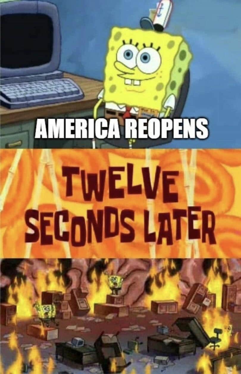 Spongebob, America Spongebob Memes Spongebob, America text: AMERICA REOPENS LATER 
