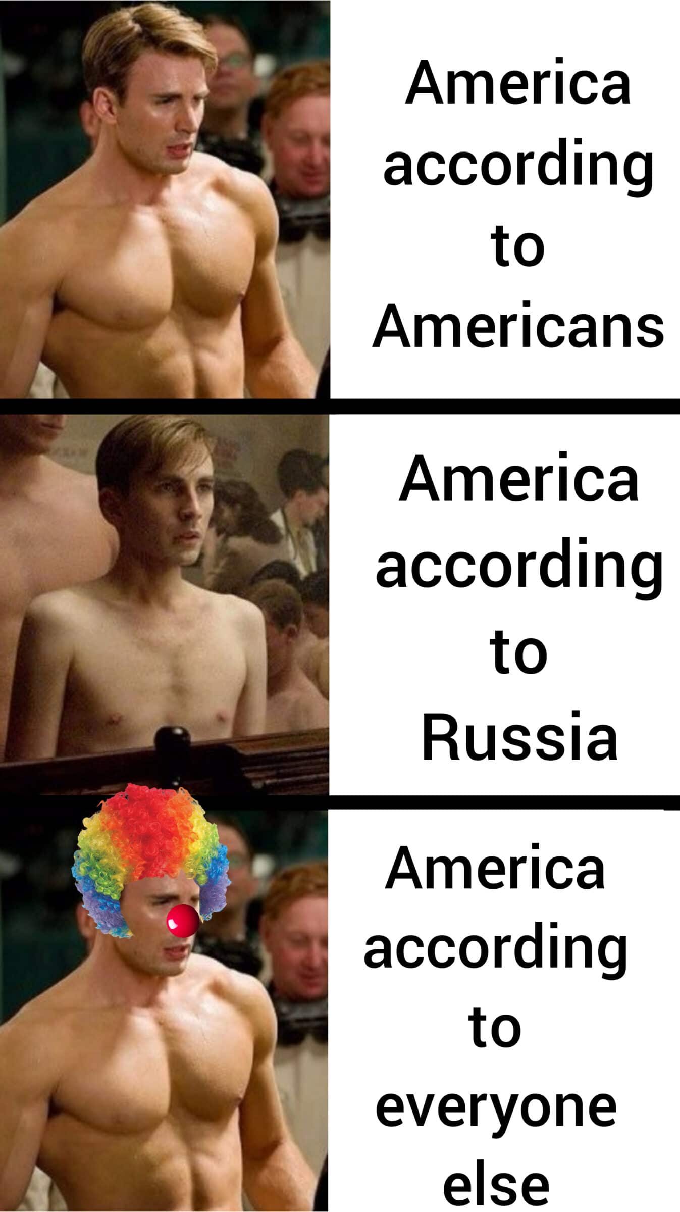 Funny, America, American, Reddit, USA, Russia other memes Funny, America, American, Reddit, USA, Russia text: C America according to Americans America according to Russia America according to everyone else 