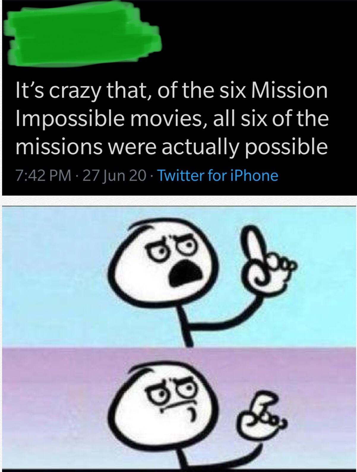 Funny, Possible, TV, Improbable, Impossible Mission Force, Impossible other memes Funny, Possible, TV, Improbable, Impossible Mission Force, Impossible  Jun 2020