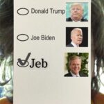 Political Memes Political, Jeb text: 2020 ELECTION VOTER BALLOT O Donald Trump O Joe Biden Jeb Register at vote.gov  Political, Jeb