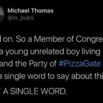 Political Memes Political, Matt, Cuban, Trump, Nestor, Cuba text: Michael Thomas Hold on. So a Member of Congress has a young unrelated boy living with him and the Party of #PizzaGate has not a single word to say about this? NOT A SINGLE WORD.  Political, Matt, Cuban, Trump, Nestor, Cuba