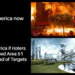 other memes Funny, America, Target, George Floyd, Brits, British text: America now America if rioters raided Area 51 instead of Targets MINNE 