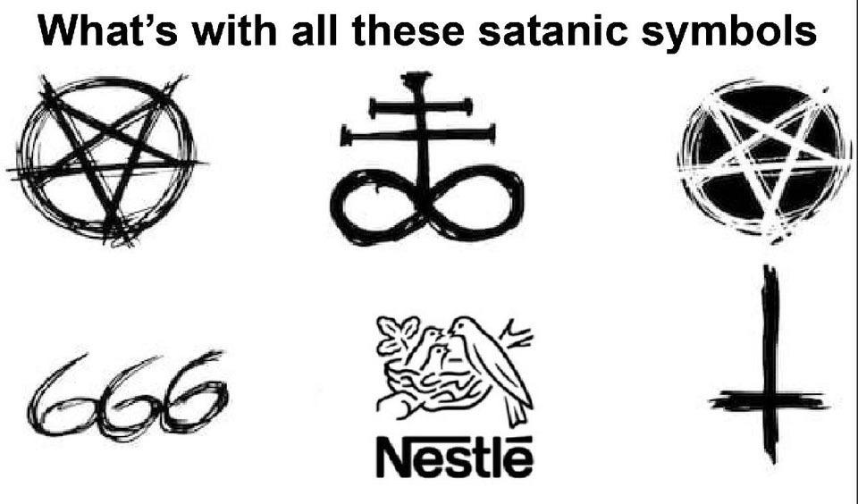 Water, Nestle, Satan, Nestle, Isaac, Jesus Water Memes Water, Nestle, Satan, Nestle, Isaac, Jesus text: What's with all these satanic symbols NöStlä 