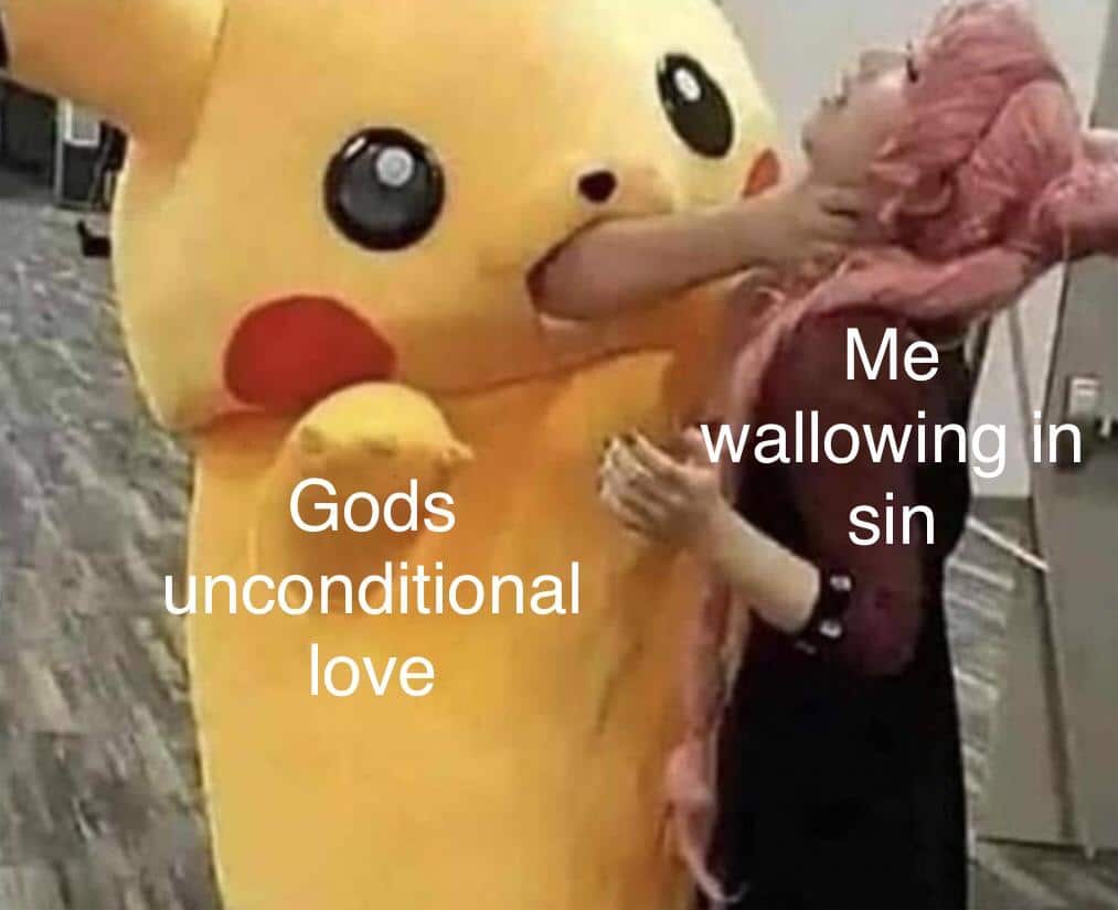 Christian,  Christian Memes Christian,  text: •wallowin Gods sin nconditional love n 