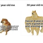 Wholesome Memes Wholesome memes, Things text: 17 year old me quit college, depressed and on a dowæward spiral that was.getting out of control 30 year old me has an 8 year old  Wholesome memes, Things