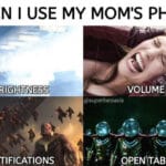 Avengers Memes Thanos,  text: WHEN I USE MY MOM