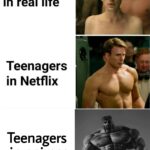 other memes Funny, Baki, Netflix, Jotaro, Jojo, Jo text: Teenagers in real life Teenagers in Netflix Teenagers in animes 
