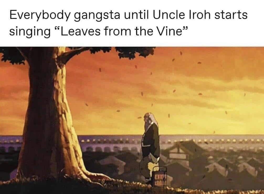 Wholesome memes, Exhales Shakily Wholesome Memes Wholesome memes, Exhales Shakily text: Everybody gangsta until Uncle Iroh starts singing 