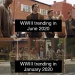 Dank Memes Dank, India, China, June, WWIII, WW3 text: WWIII trending in June 2020 WWIII trending in January 2020 