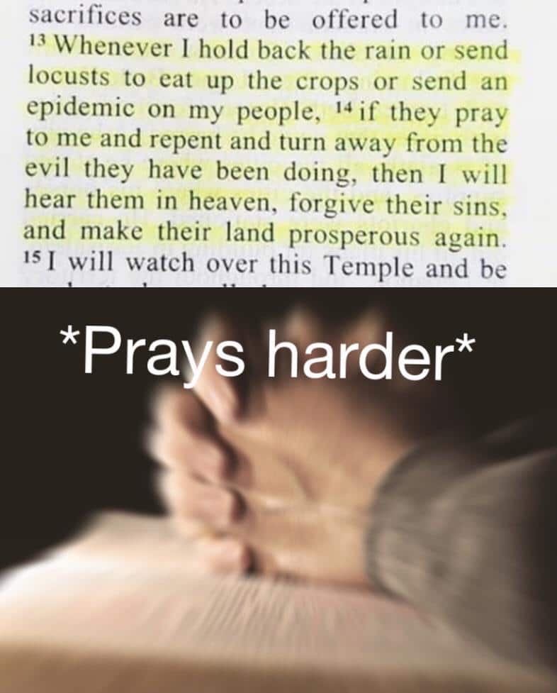 Christian, Temple Christian Memes Christian, Temple text: sacrifices are to be offered to me. Whenever I hold back the rain or send locusts to eat up the crops or send an epidemic on my people, if they pray to me and repent and turn away from the evil they have been doing, then I will hear them in heaven, forgive their sins. and make their land prosperous again. 151 will watch over this Temple and be *Pra s harder* 