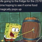 Spongebob Memes Spongebob, Really Relatable text: Me going to the fridge for the 2 time hoping to see if some food magically pops up  Spongebob, Really Relatable