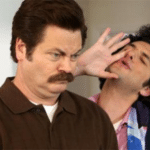 Jean-Ralphio yelling in Ron's ear Vs meme template blank  Vs, Jean-Ralphio, Ron Swanson, Parks and Rec, Talking, Yelling, Singing